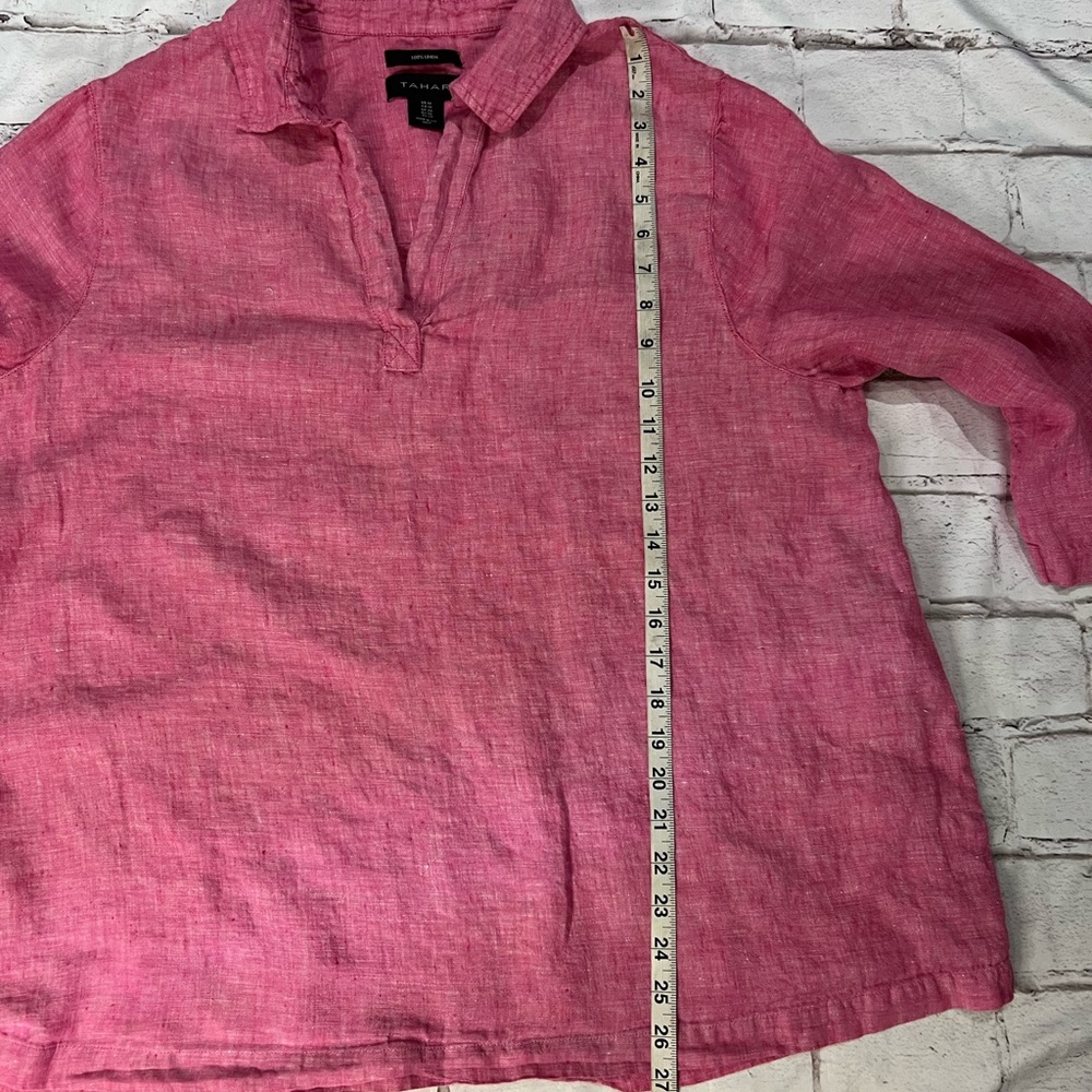 Tahari Pink Linen Blouse - Picture 4 of 7